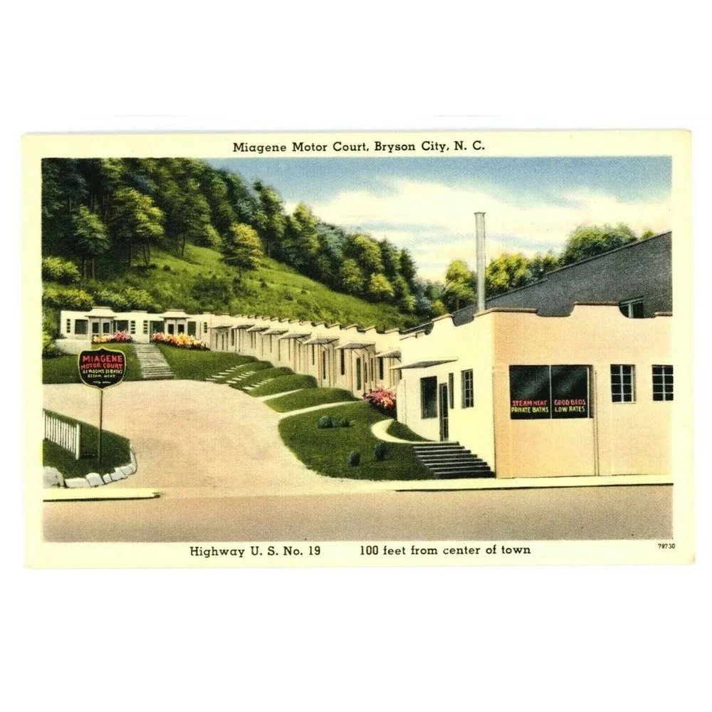 Vintage Postcard Bryson City North Carolina Miagene Motor Court Motel Hotel USA‎